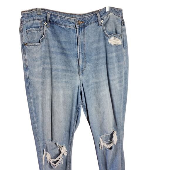 American Eagle Mom jean size 18 plus size high rise blown out knee tapered jeans - Picture 7 of 8